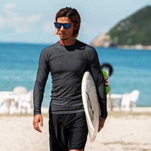 SBART Глубокий гидрокостюм, мужской топ, солнцезащитный крем, быстросохнущий костюм для подводного плавания и серфинга, темно-серый топ с длинными рукавами, M-4XL