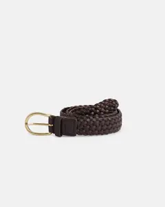 Классический кожаный плетеный ремень Silbon, коричневый