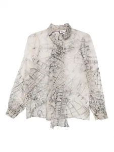 Блузка с принтом и галстуком-воротником Paul & Joe, белый