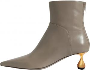 Женские ботильоны FSJ с заостренным носком и невысоким каблуком типа «кикуна», задняя молния, короткие ботинки из искусственной кожи, удобные для ходьбы и для выхода, размеры 4-16 US, Taupe