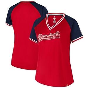 Женская красная футболка St Louis Cardinals plus size с V-образным вырезом Profile