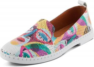 Женские кожаные балетки Spring Step Carraway с амортизирующей стелькой, с принтом, детализированные, белый