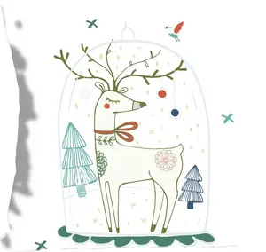 Декоративная подушка Queence "Генрих", с оленями и елками, чехол без наполнения, 1 шт 40х40 см, цвет bunt + bedruckt