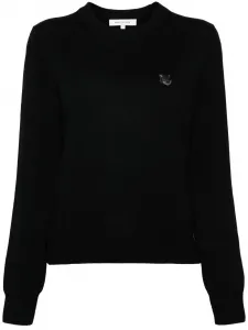 Шерстяной джемпер с аппликацией Maison Kitsuné, черный