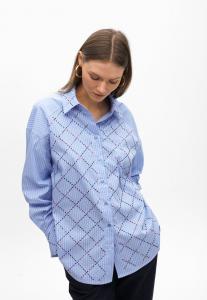 Блуза LOLA CASADEMUNT Button-down blouse, Sky Blue/Mottled Royal Blue