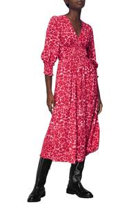 Платье дымчато-розового цвета с леопардовым принтом и рюшами Whistles, розовый