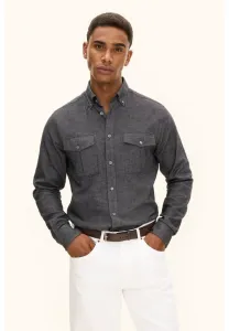 Рубашка из саржи прямого кроя Oscar Jacobson, Dark Grey