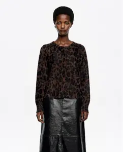 Женский облегающий кардиган с леопардовым принтом из меха Bimba y Lola, темно-коричневый