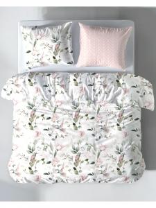 Комплект постельного белья Колибри, Цветы, Весна в розовом цвете termana Traum&Trend, 155 x 220 + 80 x 80 см
