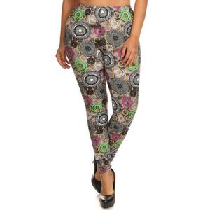 Плюс сайз Леггинсы с абстрактным принтом, зауженные, с высокой эластичной талией TRUEDAMES, мультиколор