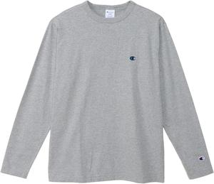 Мужская футболка с длинным рукавом Champion, круглый вырез, 100% хлопок, вышитый логотип, базовая модель, C8-X408, серый