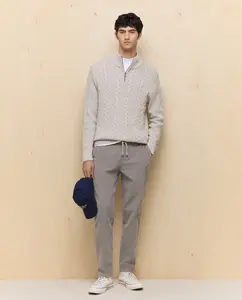 Мужской джемпер с половинной застежкой-молнией на воротнике Easy Wear, бежевый