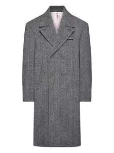 Двубортное пальто в клетку Thom Browne, серый