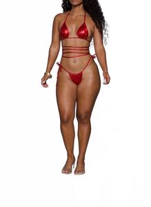 Микробикини-слипы с эффектом огненного металла красного цвета Porshia By Porshia Banks, красный