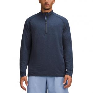 Мужской трикотаж с половинной молнией и металлическим протектором для вентиляцией Lululemon, ore синий/marine синий/minb/trnv