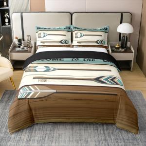 Erosebridal Хлопковый комплект постельного белья Lake Paddle в стиле ретро-ранчо с морским принтом, Mint Green Brown