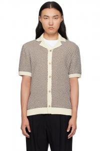 Boss Бежевая трикотажная хлопковая рубашка прямого кроя