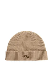 Шапка бини K-Arac в рубчик с логотипом Diesel, бежевый