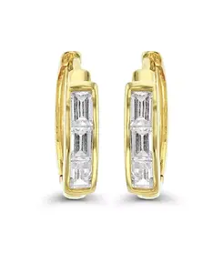 Серьги-Хагге с кубическим цирконием багетной огранки из стерлингового серебра (также из 14-каратного золота поверх серебра или 14-каратного розового золота поверх серебра) Macy'S, yellow
