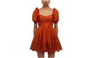 Женское платье с короткими рукавами Self-portrait, оранжевый