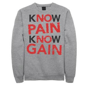 Мужской флисовый пуловер с рисунком Know Pain Know Gain Word Stack Licensed Character