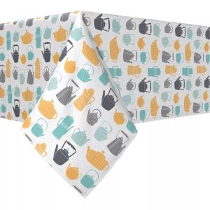 Квадратная скатерть, 100% полиэстер, 54x54 дюйма, винтажные чайники