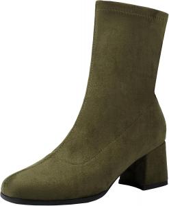 Женские ботильоны на каблуке без застежки, однотонные, с массивным каблуком, праздничная обувь XIEPP, Green