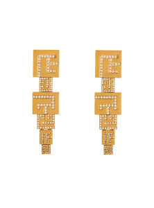 Серьги-подвески 3D PB с кристаллами Balmain, золото