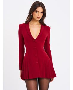 Женское платье-блейзер Delia бордового цвета с плиссировкой Miss Circle, Dark red