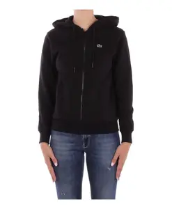 Толстовка с капюшоном и застежкой-молнией по всей длине. Lacoste, черный