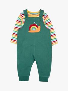 Детский комплект из хлопка: боди и комбинезон Frugi, Holly Green/Snail