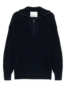 Джемпер в рубчик с воротником на молнии MARANT, синий