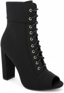 Женские ботильоны Liliana с открытым носком на шнуровке и массивном каблуке, Black