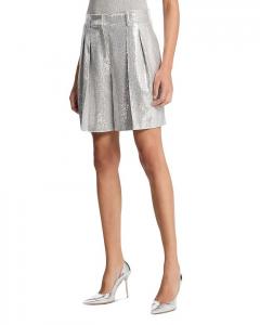 Шорты с пайетками и плиссе Michael Kors Collection, серебряный