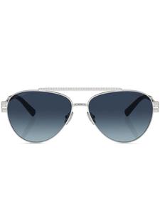 Tiffany & Co Eyewear солнцезащитные очки в круглой оправе с кристаллами, серебристый