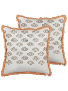 Декоративная подушка Beliani 2er Set Deko SATIVUS, цвет weiß/orange/grau