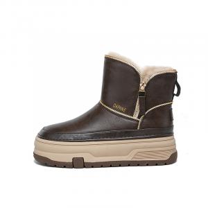 Женские зимние ботинки DAPHNE кожаные с флисовой подкладкой, шампанское