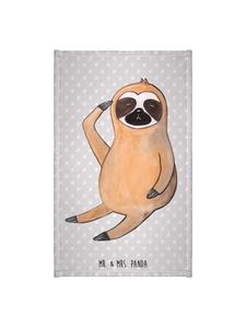 Mr. & Mrs. Panda Гостевое полотенце с изображением ленивца и птицы, без надписи, пастельно-серого цвета