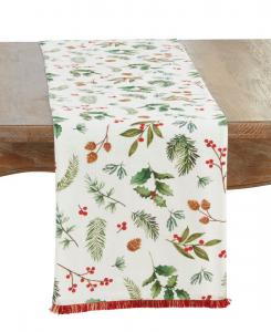 Скатерть-дорожка Holly Branch, 13" x 72" Saro Lifestyle, Multi