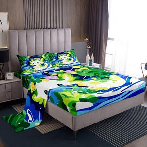 Erosebridal Комплект постельного белья Kawaii Axolotl с мультяшным морским принтом и блестками, Green Yellow Blue