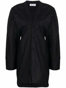 Платье с V-образным вырезом и сборками The Attico, черный