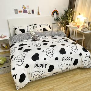 FUANNA Комплект постельного белья, 150 см, 4 предмета, в горошек с собачками