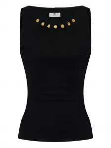 Топ с жемчужными пуговицами Elisabetta Franchi, черный