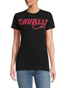 Футболка из эластичного хлопка с логотипом Roberto Cavalli, черный