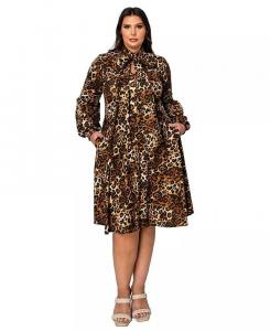 Платье-клеш Zayleigh размера плюс L I V D, коричневый/бежевый
