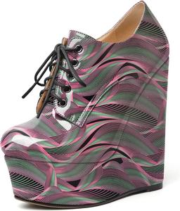 Женские ботильоны AUMOTED на танкетке, круглый носок, платформенные короткие ботинки, для свиданий, из лакированной кожи, с шнуровкой, на танкетке 15 см, на молнии, удобные, Wave