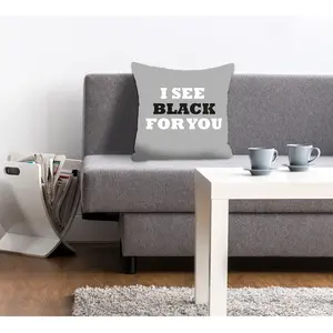 Декоративная подушка queence I SEE BLACK FOR YOU, наволочка без наполнителя, 1 шт. Queence, Anthrazit + bedruckt