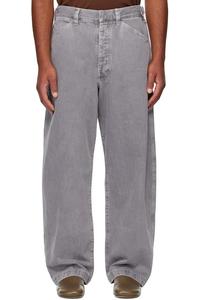 Lemaire Серые длинные рабочие джинсы