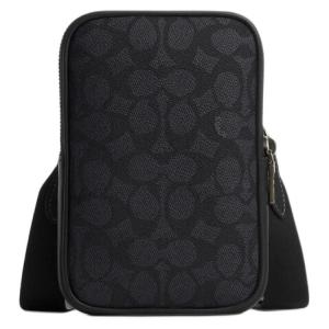 Наблюдаемая нами сумка через плечо из лакированного холста, кросс-боди Трампетс мужская, антрацит и черный COACH