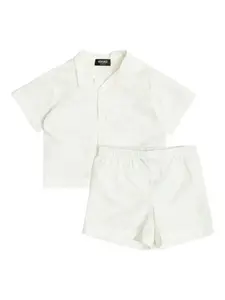 Комплект из шортов и топа с цветочным принтом Versace Kids, белый
